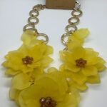 Yellow buttercup Chain Necklace & Imitation Diamond stud earrings Set